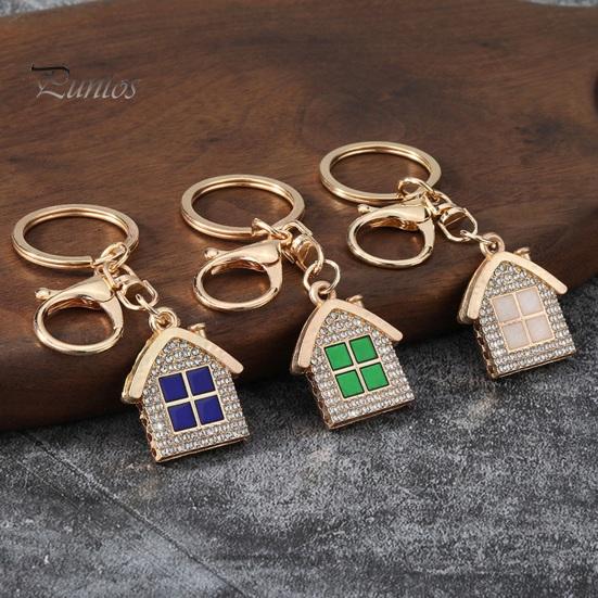 Non-blackening Metal Keychain Pendant, 3D Cabin Shape Key Holder with Lobster Home Settling Gift Clasp And Ring, Anti-Oxidation Fall-Resistant Window
