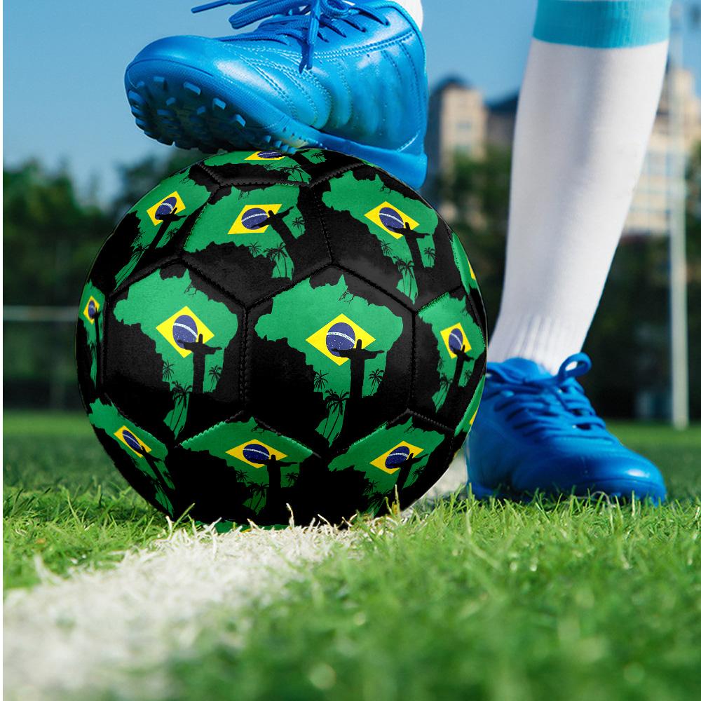 Brazil National Football Team Theme Soccer Ball Size 5 Soccer Ball Soft Touch Professional Training Football for Outdoor Sports