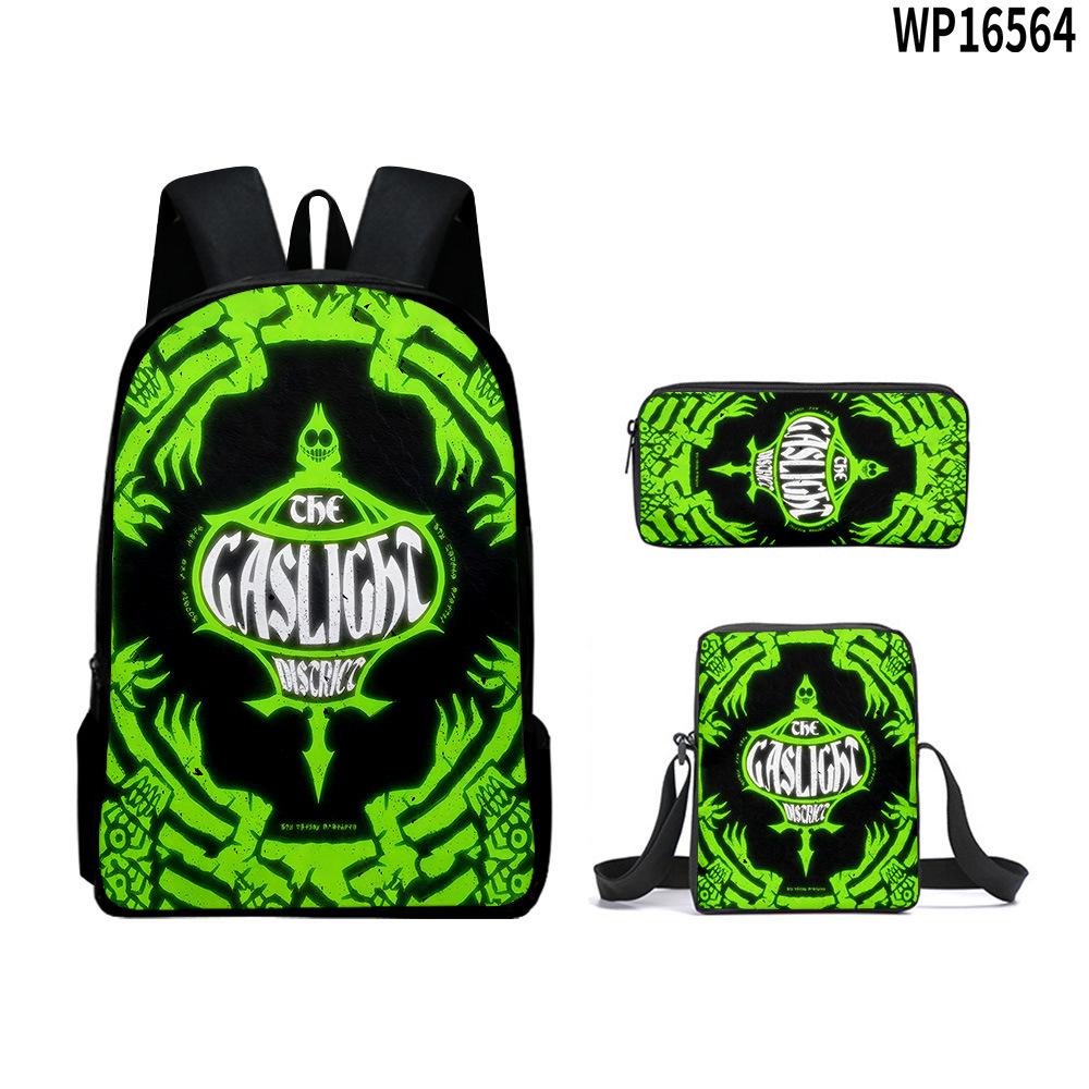 3Pcs Set Book Bags Kids Bags 3D New Gas Lamp Area The Gaslight District Backpack Student Backpack Crossbody Bag Pen Bag