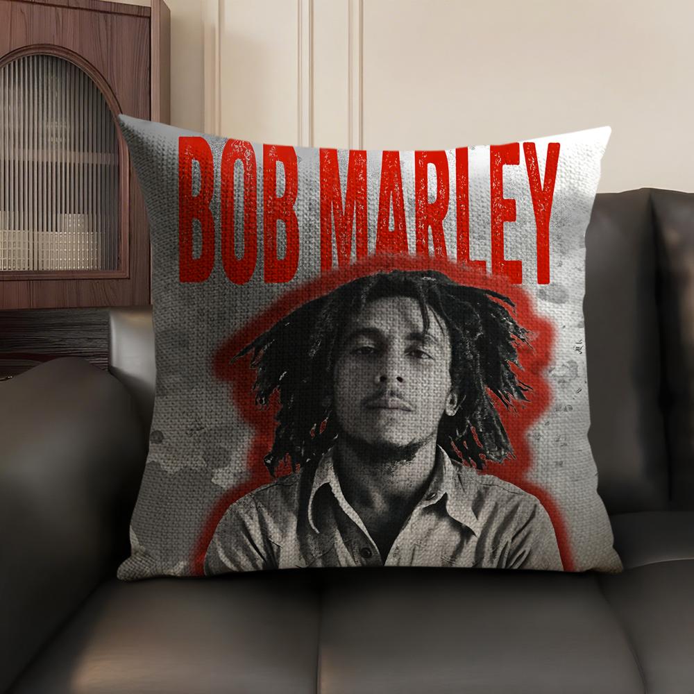 Singer Bob MMarley Cushion Cover Natural Linen Organic Fabric DoubleSided Printing Sofa Home Decor Gift Pillow Case