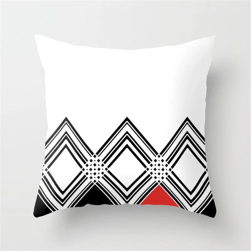 Black and Red Geometric Decorative Pillowcases Living Room Office Home Pillowcases Car Ornaments