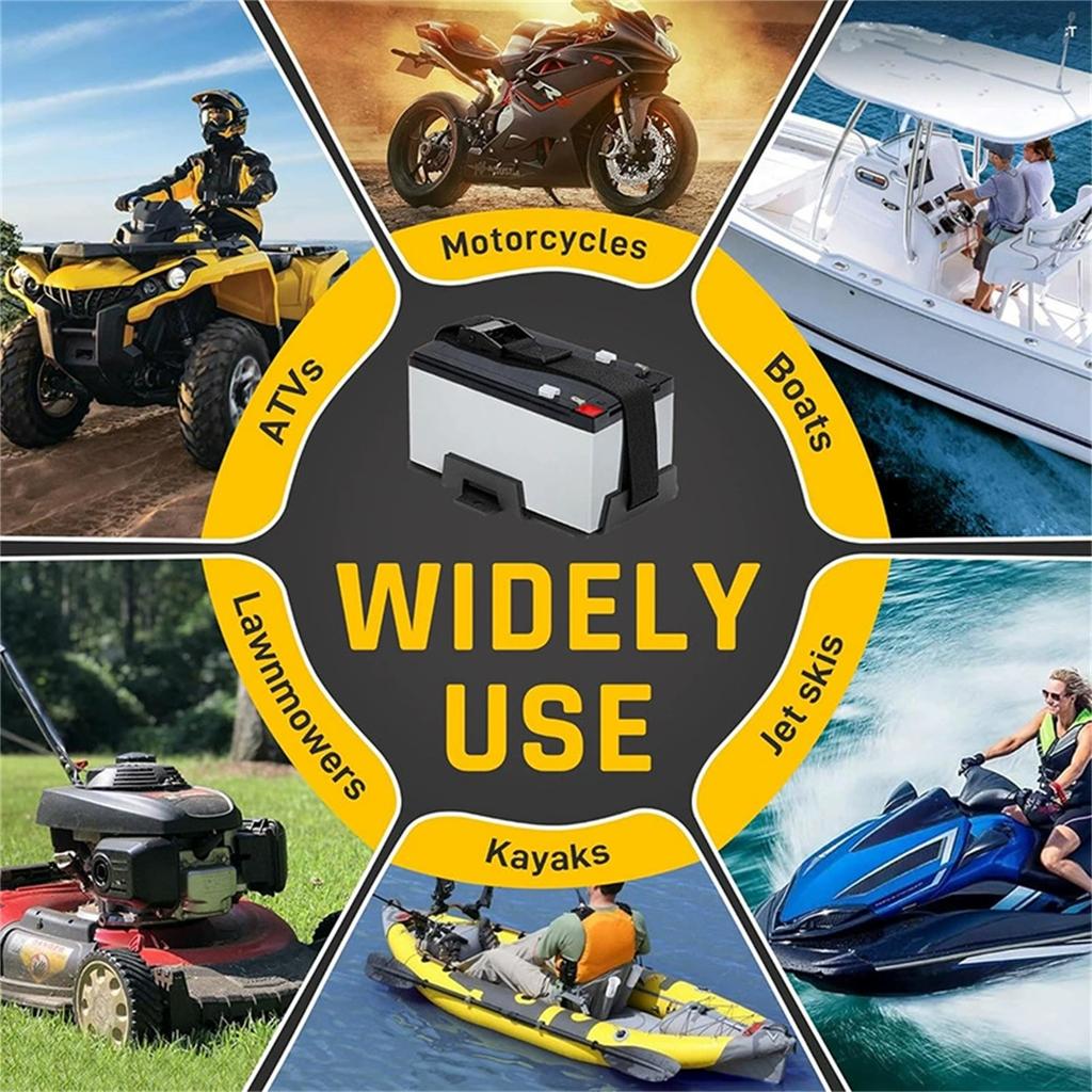 Small Battery Tray Fit 12V-6V / 6AH 7AH 8AH 9AH 12AH 15AH Batteries and More, Adjustable Hold-Down Strap Battery Mount