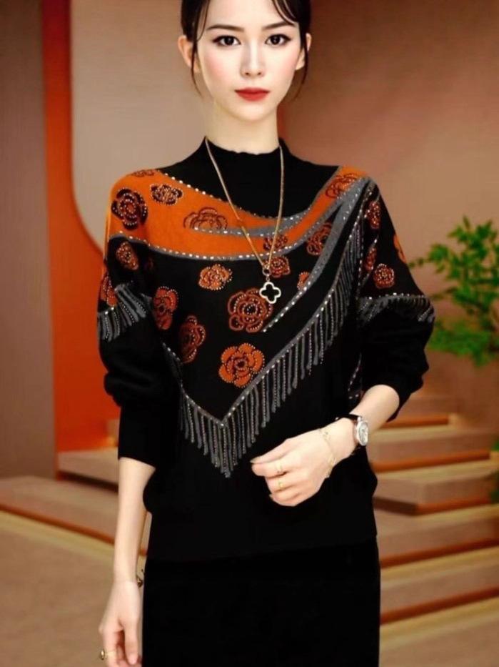 Women's Versatile Double-sided Fleece Shirt: Printed, Loose-Fit Slimming Base Layer for Autumn/Winter