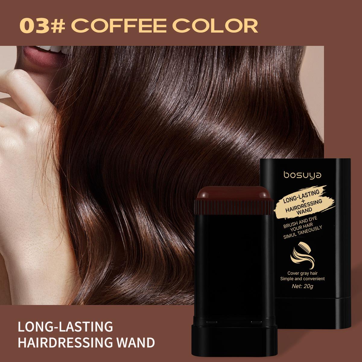 

Bosuya Hair Color Stick, One Touch Gray Hair Coverage, Portable Black Hair Dye Cream Stick 3
