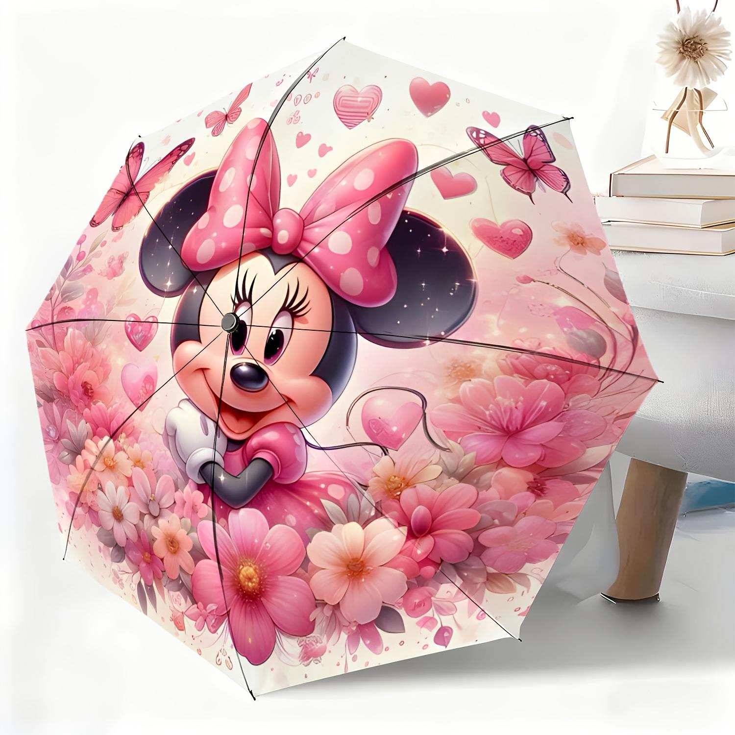 

1pc Disney Automatic Umbrella with Minnie - Dual-Use All-Weather Portable Folding Umbrella Suitable for Rain & Sun, for,, Trav (as the picture,Iron&8K)