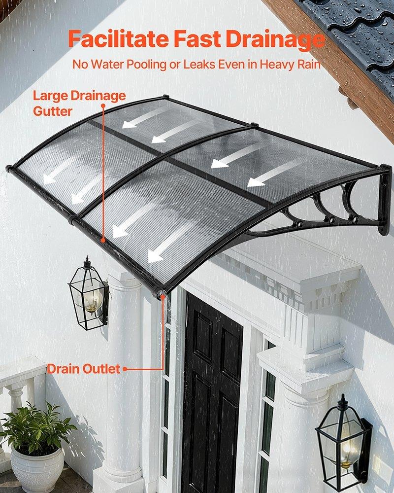 Awnings for Door Entrance, 38 x 78 in, Exterior Front Door Window Awnings with Drainage & ABS Bracket, Rain Snow Sun Protection, Overhang