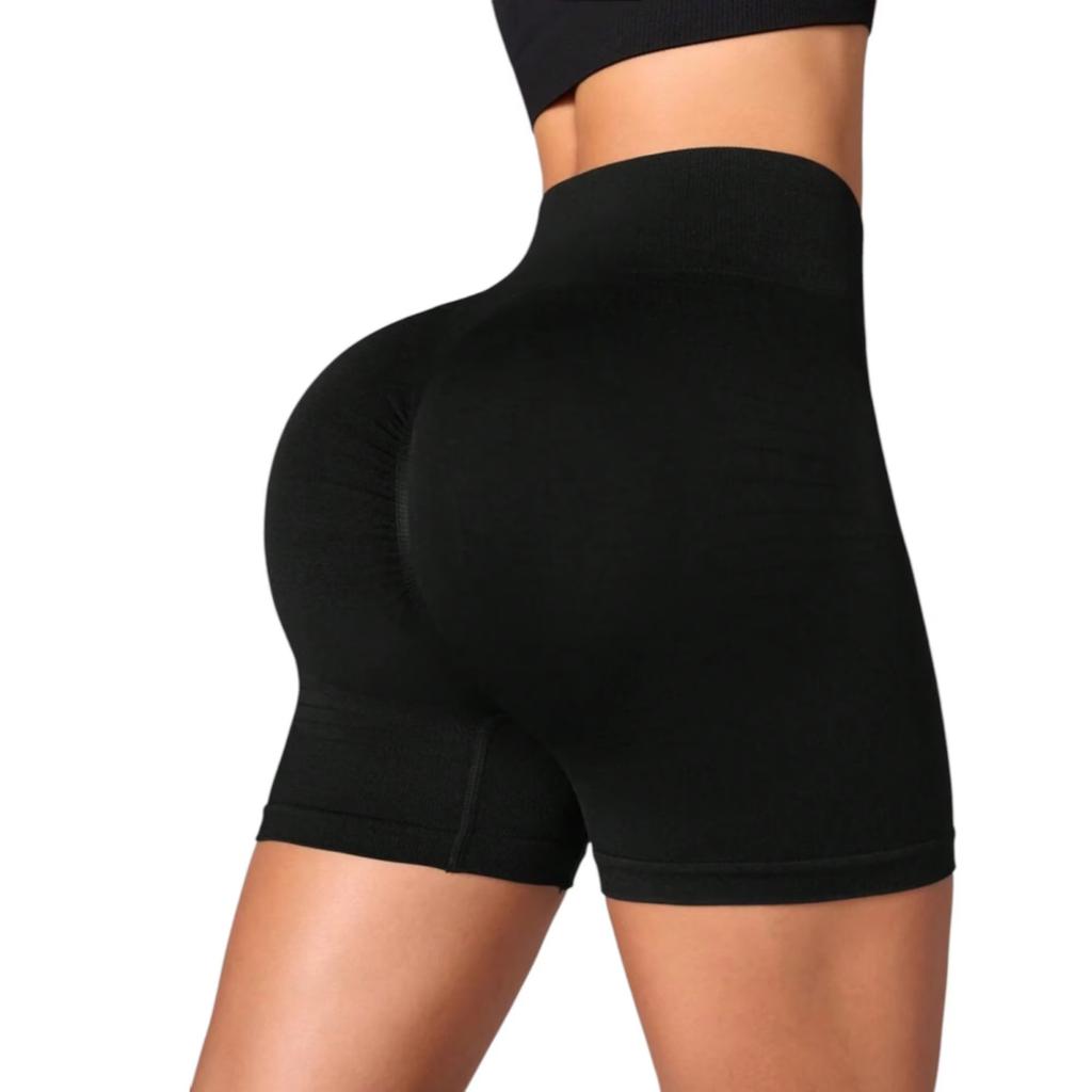 Colanti Scurti Push Up High Waist - Women's Fitness Leggings, Black, One Size