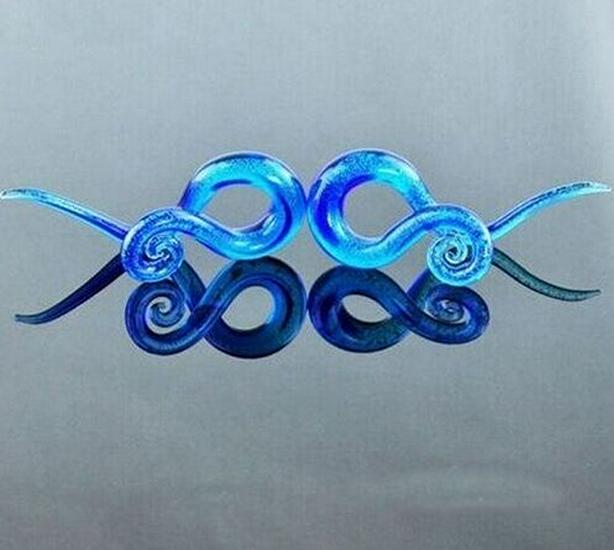 Earlobe Expanders: Glass Snail Design Body Piercing Jewelry