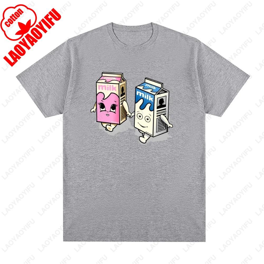 Milk Vintage Tshirt Funny Cotton Woman Summer Fashion Casual Leisure Cute Style Regular Classic Cotton Womens T Shirt