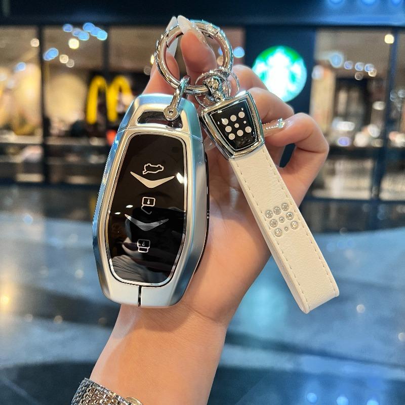 Car Zinc Alloy Leather Car Key Case Cover Holder For Dongfeng Fengguang Seres Evolute I-Space I-Pro Landian E5 Car Styling
