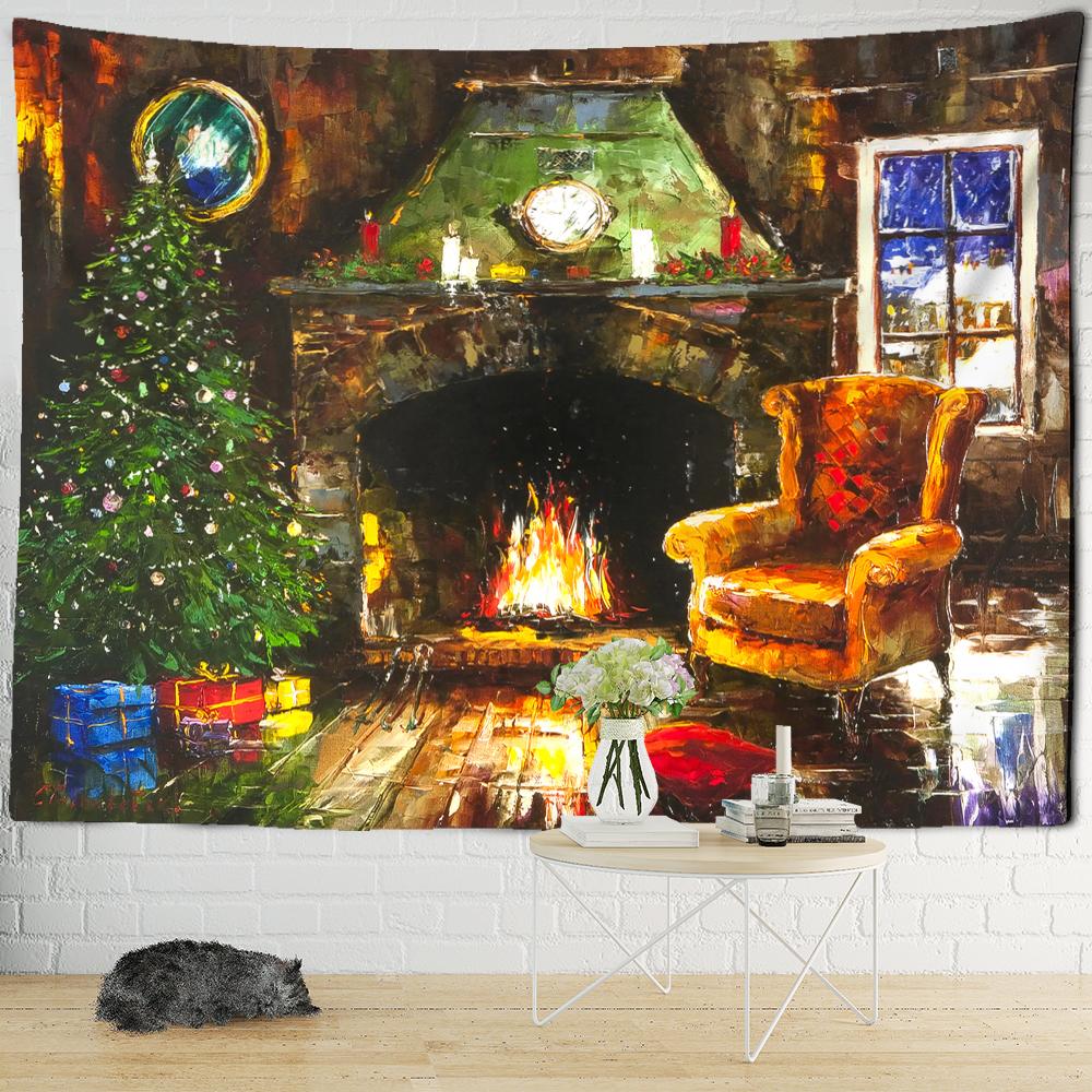 Christmas Series Tapestry Wall Hanging New Year Gift Kawaii Style Cartoon Psychedelic Witchcraft Home Decor