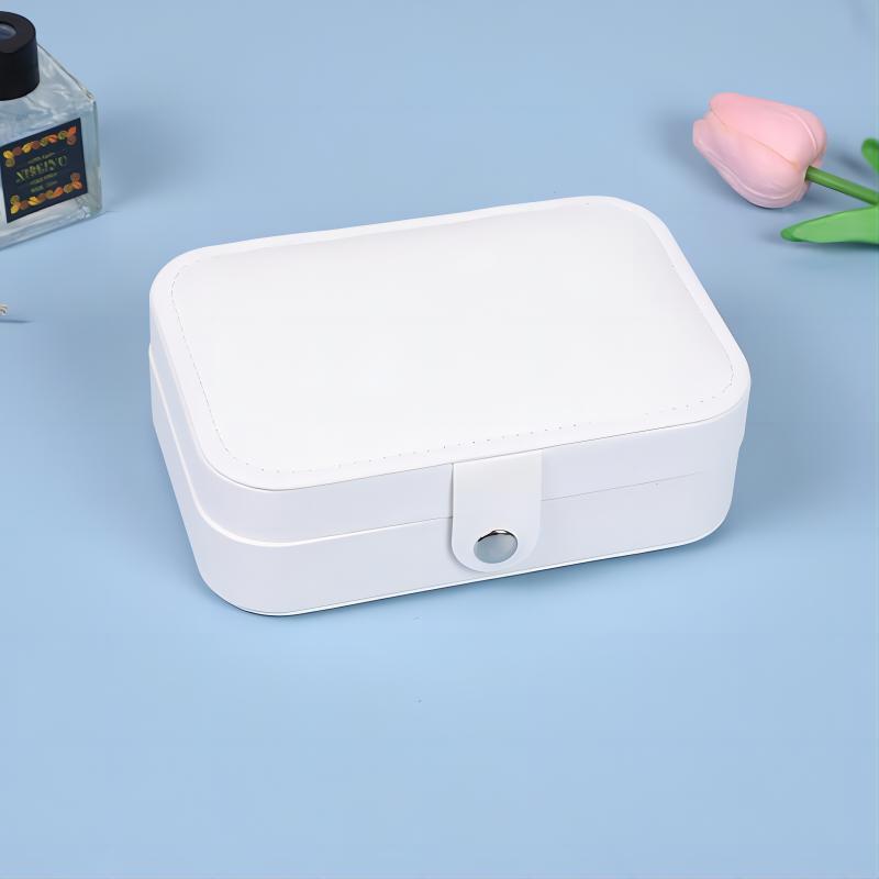 Compact Dustproof Jewelry Box for Earrings, Necklaces, and Rings - Double Layer Antioxidant Storage Solution