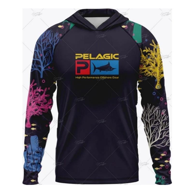 Men s Fishing Clothes Ocean Equipment Printed Ultraviolet-proof Breathable Quick-drying Long-sleeved Hooded L