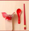 Red Double Happiness Ceramic Tableware Set: Wedding Bowl, Spoon, and Chopsticks Gift
