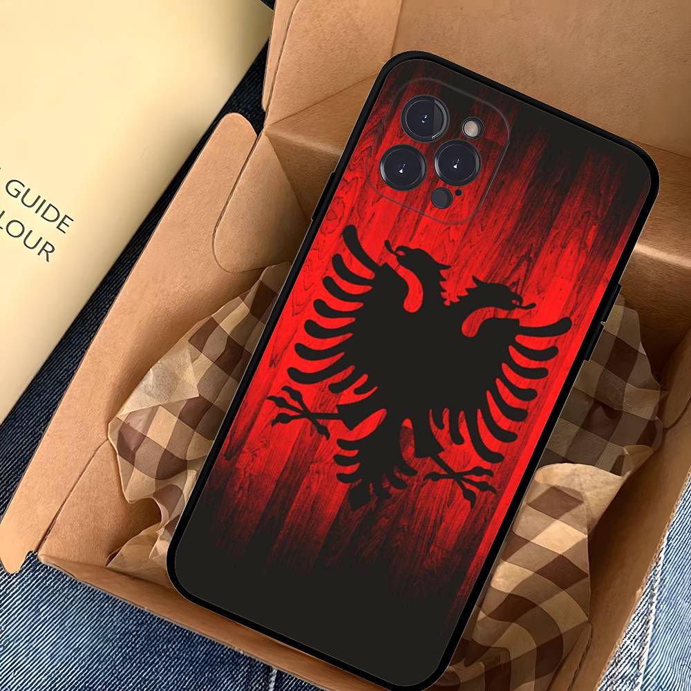 Albania Albanians Flag Phone Case For Iphone 16 15 17 13 14 12 11 Pro Max Plus Black Shell Cover Case