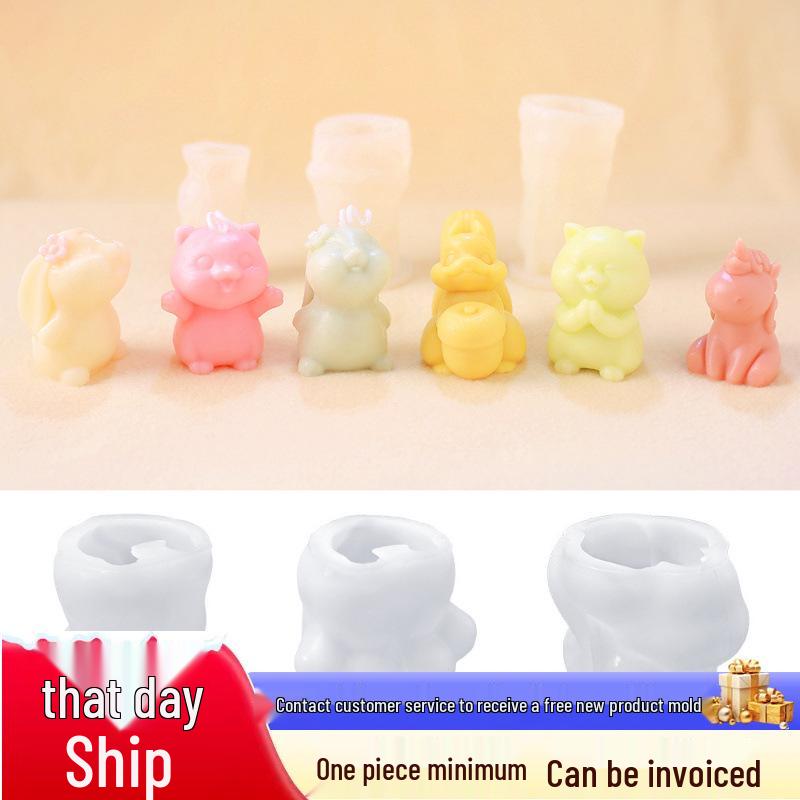 3D Cartoon Kitten & Unicorn Candle Mold Silicone Rabbit DIY Aromatherapy Epoxy Mold