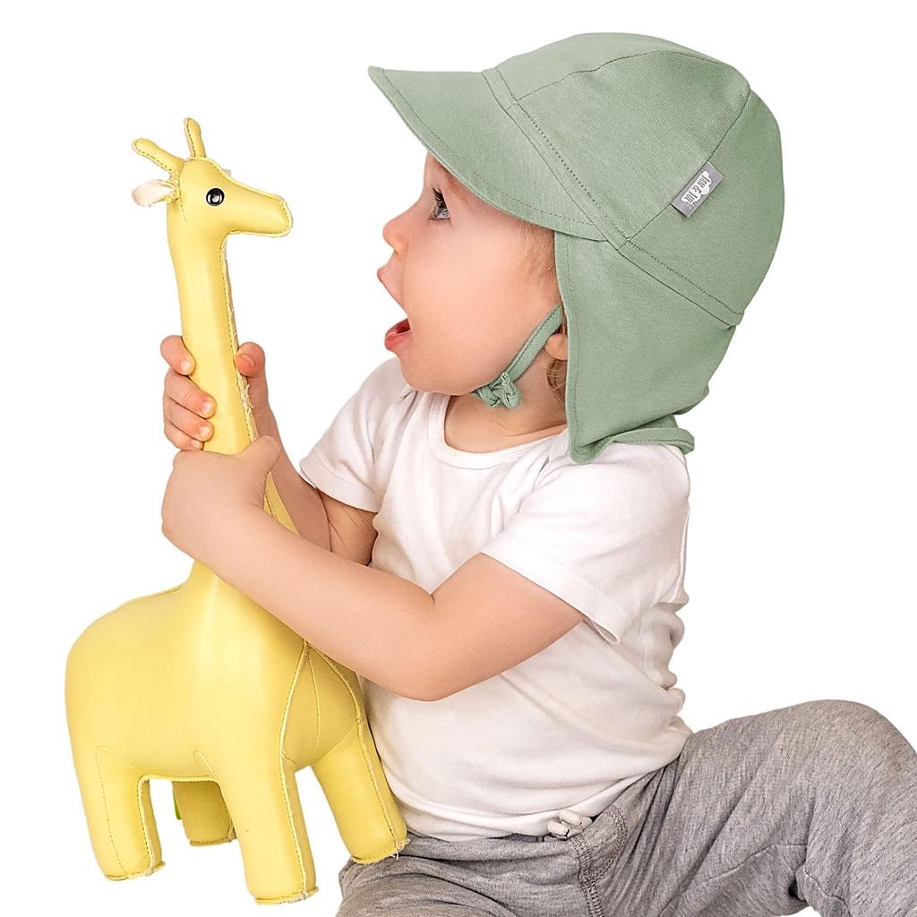 Baby Cap for Boys and UPF50 UV with Neck Flap Medium Size [JAN & JUL] Girls, Protection, (Juniper Green, 6-24 Months)