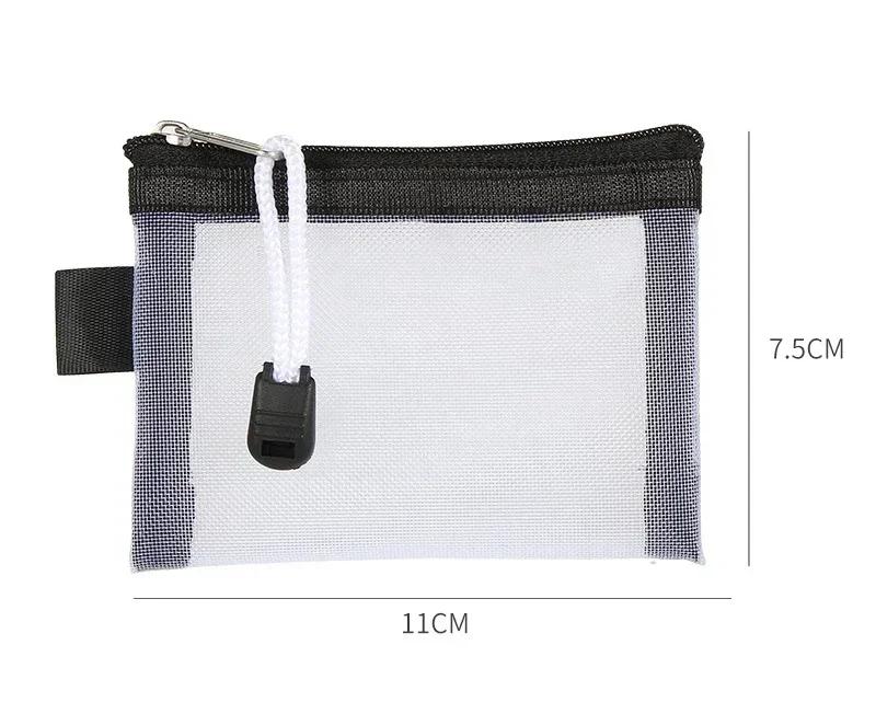 Zipper Credit Card ID Bag Lipstick Pouch Data Line Key Earphone Organizer Mini Clear Nylon Mesh Zipper Coin Purse Cute Wallet