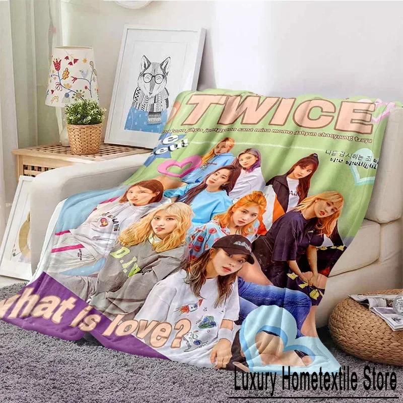 D Print Kpop Girl Group Blanket Soft Sofa Cover Twice Nayeon Throw Blanket Fleece Tapestry Warm Bed Blankets for Bedroom Couch