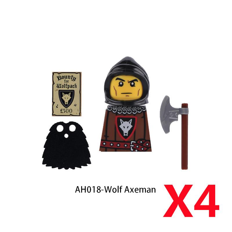 MOC Medieval Knight Castle Figures Building Blocks Weapon Wolf Swordsmen Guard Bow Arrow Shield Flags Warhorse Toys Gifts S002