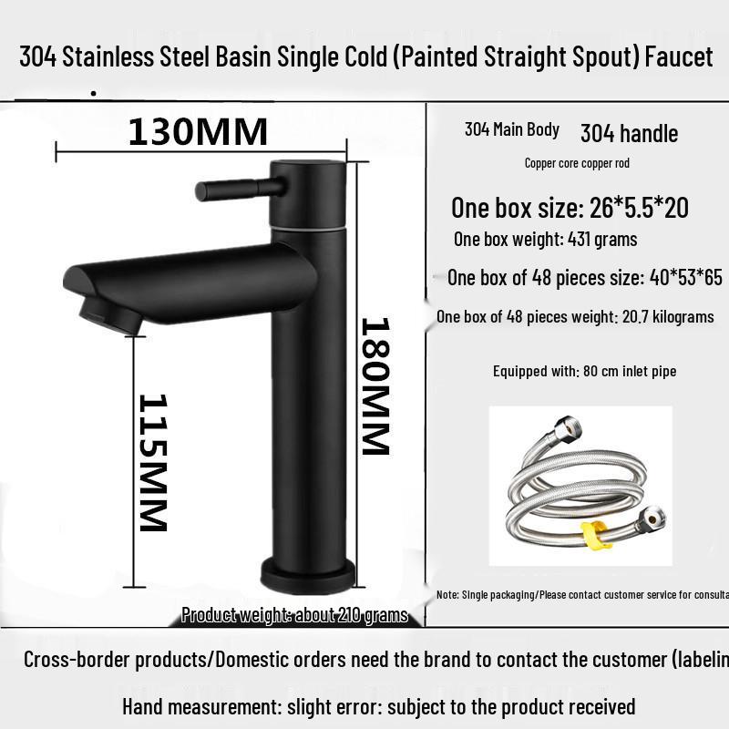 Stainless Steel 304 Cross-Border High Arc Bathroom Basin Faucet