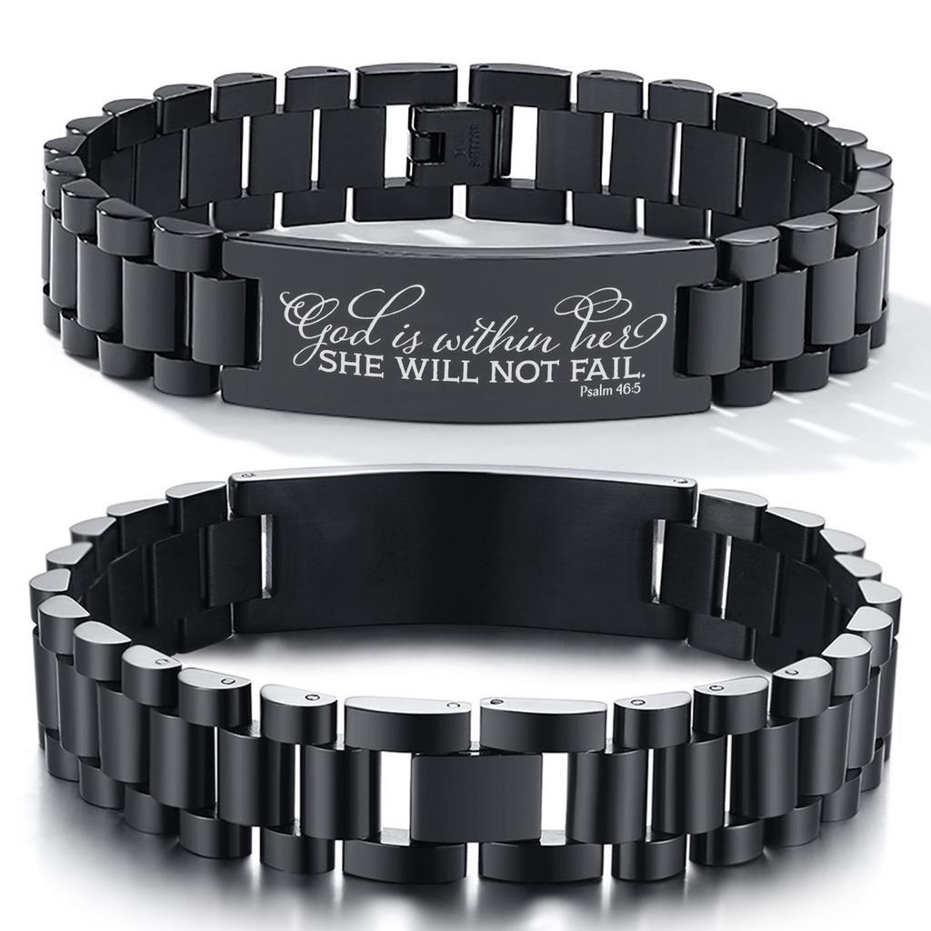 Vnox Assorted Bible Verse Bracelets for Men,Engraved Religious Scripture Quote Wristband,Faith Prayer Christian ID Bracelet Gift