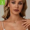 60 Points Ladder Green Mozzarella Diamond Necklace, Retro Luxury Temperament S925 Sterling Silver Collarbone Chain