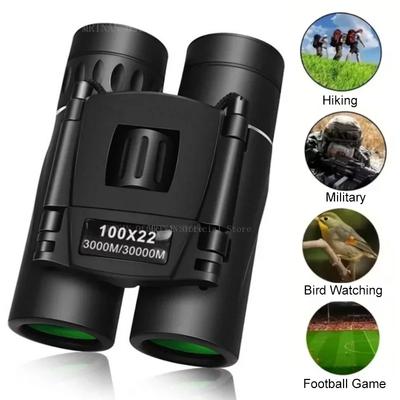 100x22 Portable Powerful Binoculars Long Range BAK4 Telescope Folding FMC Binoculars for Hunting Camping Travel