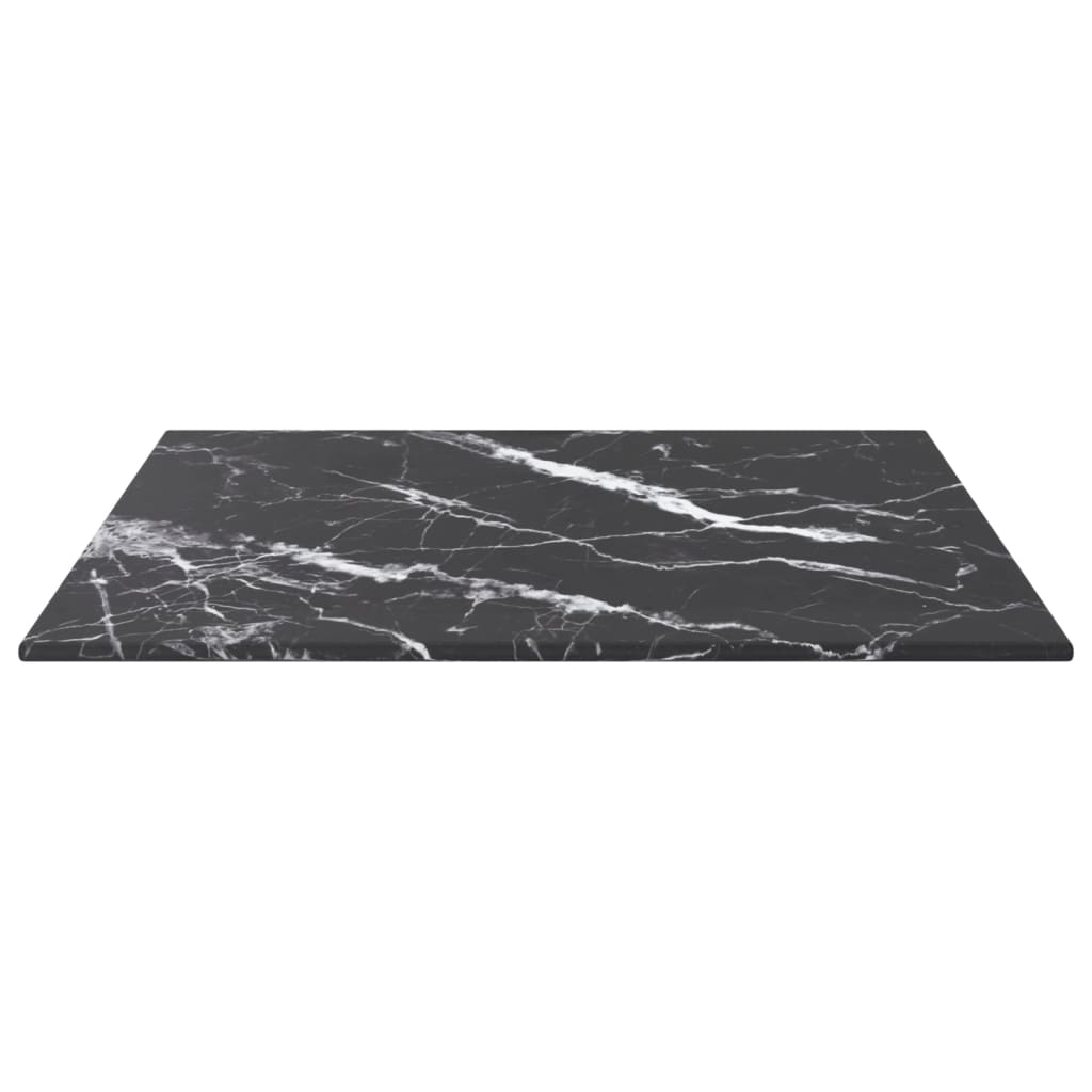 Vidaxl Tischplatte, Schwarz, 40x40 cm, 6 mm, Glas mit Marmormuster