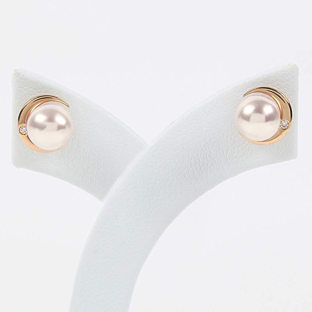 Crescent Moon perleøredobber K18 perlediamantøreringer dame [gaveinnpakket]