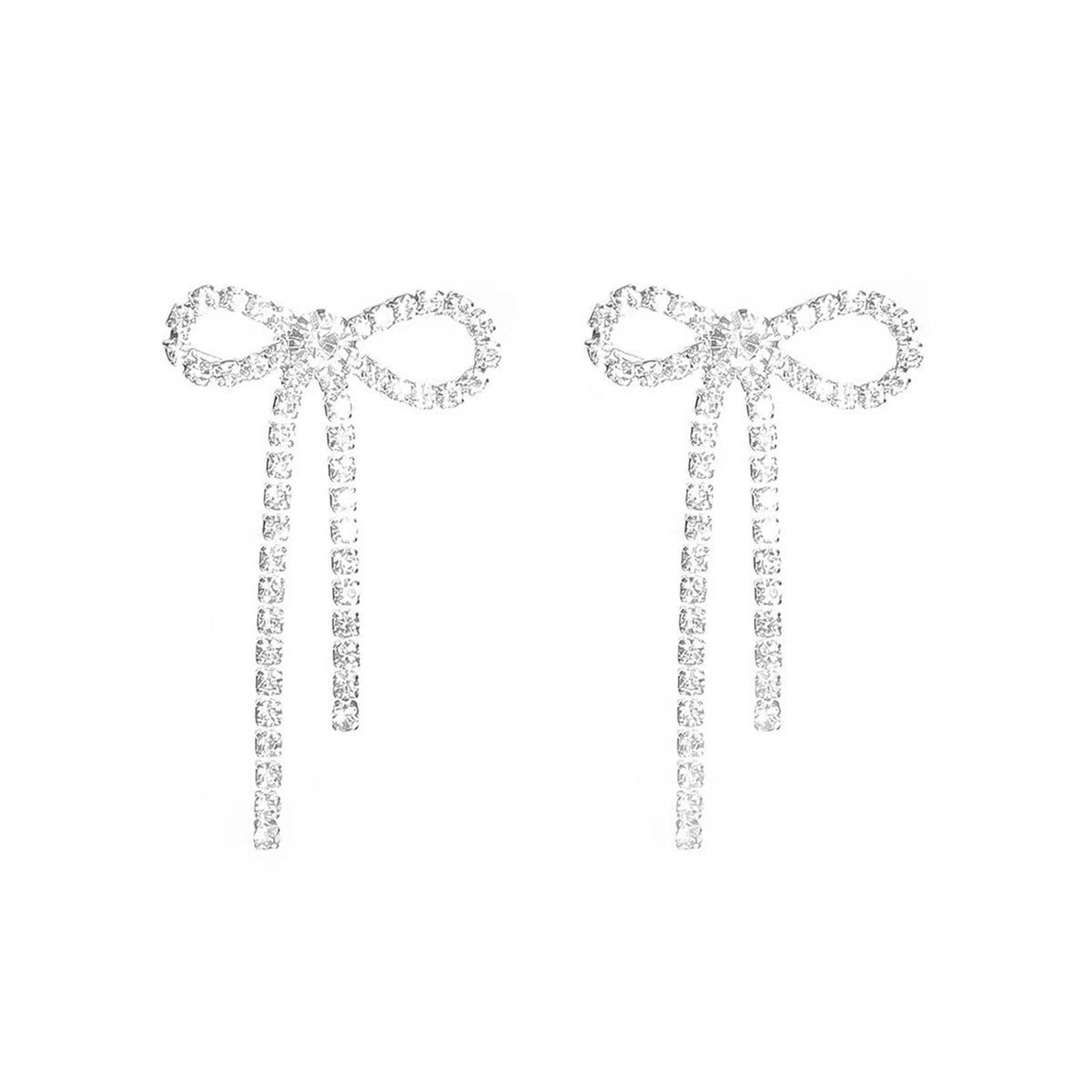 

Серьги-подвески в виде банта со стразами из золота/серебра, изысканные хрустальные кисточки для женщин и девушек, свадебные украшения серебряный