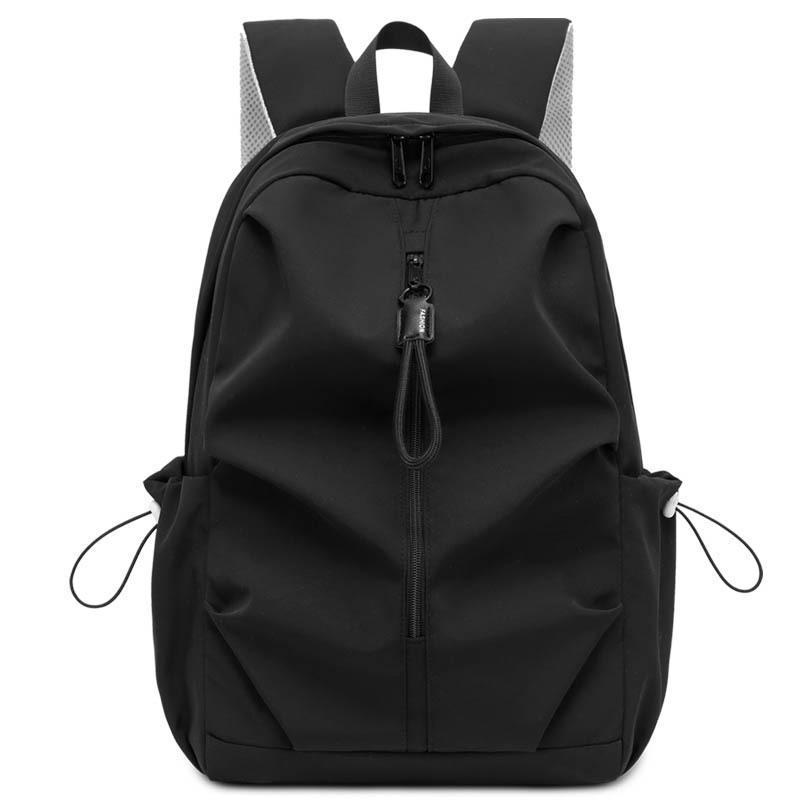 Однотонный школьный рюкзак для студентов, большая вместимость, нейлоновый рюкзак чёрный