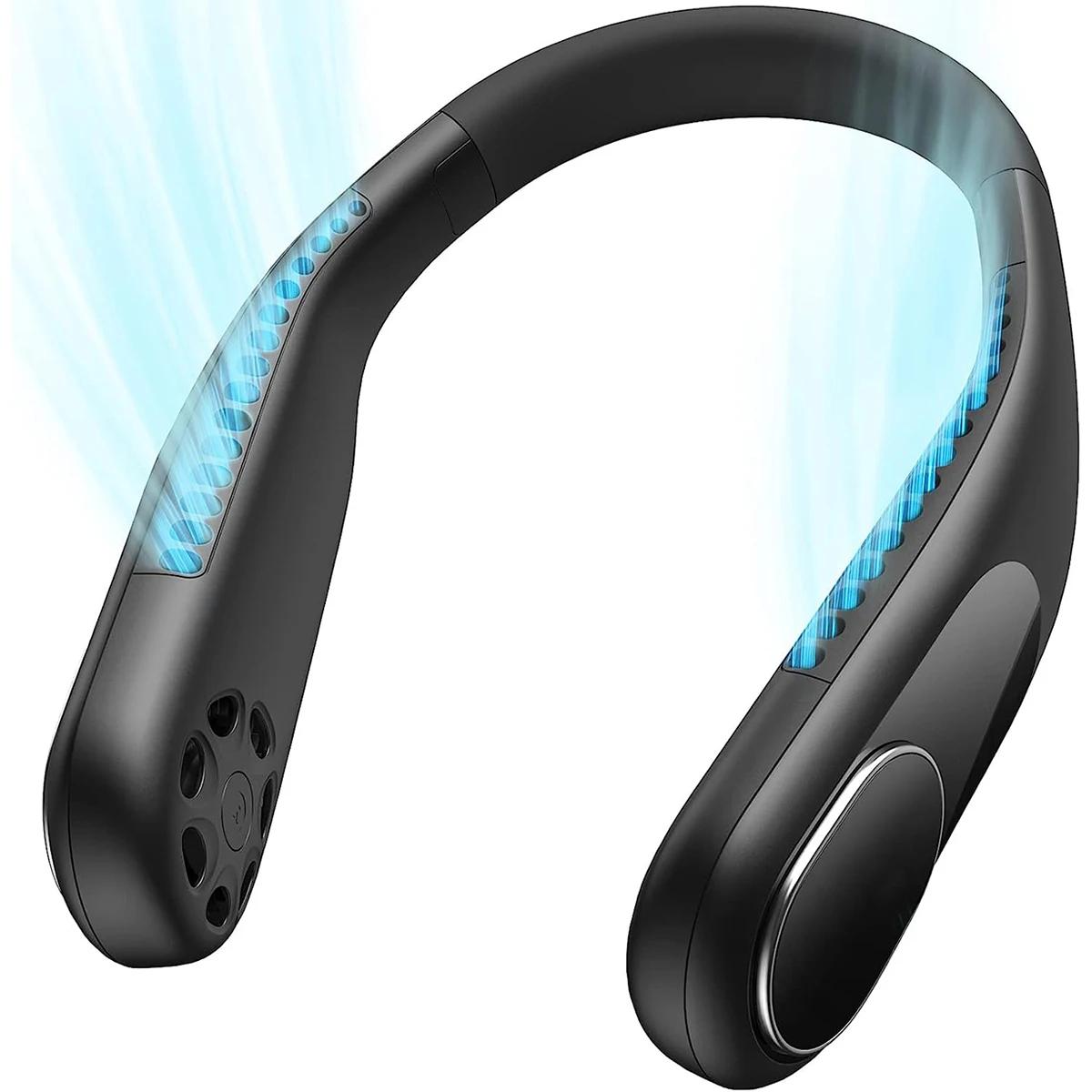 

4000mAh Portable Neck Fan Blade-Free Neck-Worn USB Rechargeable Air Cooler 3-Speed Adjustment Suitable for Outdoor Sports Travel чорний