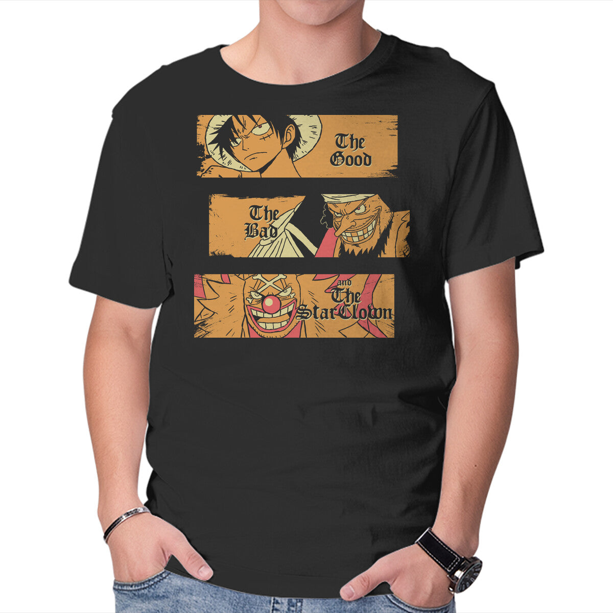 Unisex Crew Neck T-Shirt The Good The Bad And The Star Clown Graphic Short Sleeve Casual Tee L