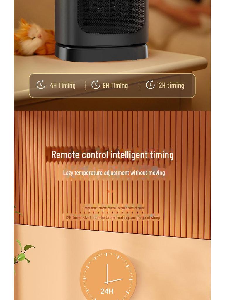 Digital Display Remote-Control Desktop Heater with Oscillation, Fast Heating, Intelligent PTC Hot Air Blower for Home and Office