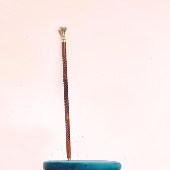 Engraved Flowers Walking Stick, 3 Foldable Solid Brass Cane for Men and Woman, Round Brass Handle, Victorian Cane, Dad Gift, Christmas Gift