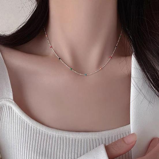 Women Necklace Multicolor Beads Adjustable Length Choker Necklace Versatile Layered Look Bracelet Weddings Parties Jewelry Accessories