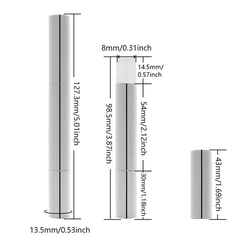 Pojemnik na olejek do skórek 3 ml ze szczoteczką i tubka na balsam do ust, Puste zakręcane pisaki, Tubka na olejek odżywczy do paznokci