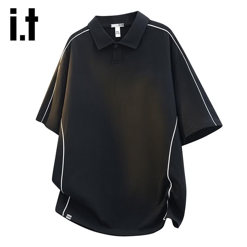 Izzue It Men s Retro Striped Short-Sleeve Polo Shirt M