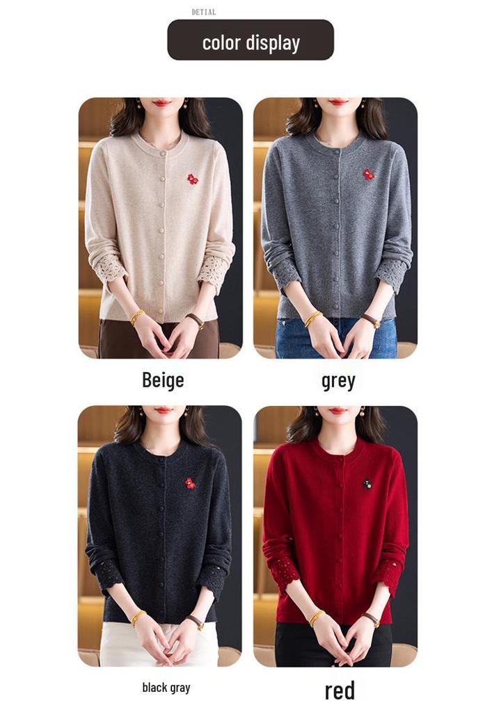 Women's Plus Size Wool Cardigan: Button-Down, Round Neck, Loose Short Style for Autumn/Winter