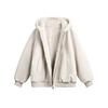 Unisex American Eagle Lychee Leather Hooded Jacket: Winter Plus Velvet, Thick, Loose Fit