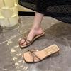 Transparent sexy outer slippers 2025 summer new bow fairy style thick heel square head open toe sandals
