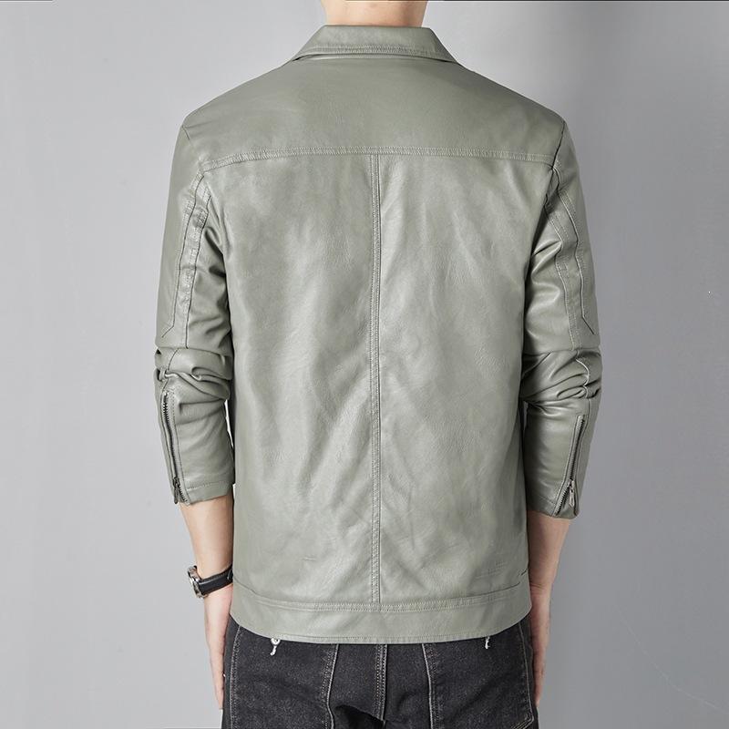 Special for spring and autumn new men's leather jacket American lapel pu large size high street locomotive style leather jacket