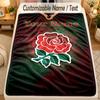Flannel BlanketEngland Rugby Custom Name Text Personalized Soft Warm Throw Blanket Home Decor Gift