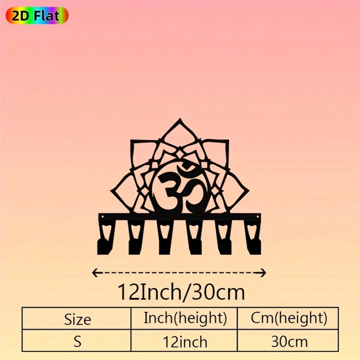 

Vintage Om Lotus Key Holder Wall Rack 6 Hooks Iron Entryway Yoga Meditation Gift