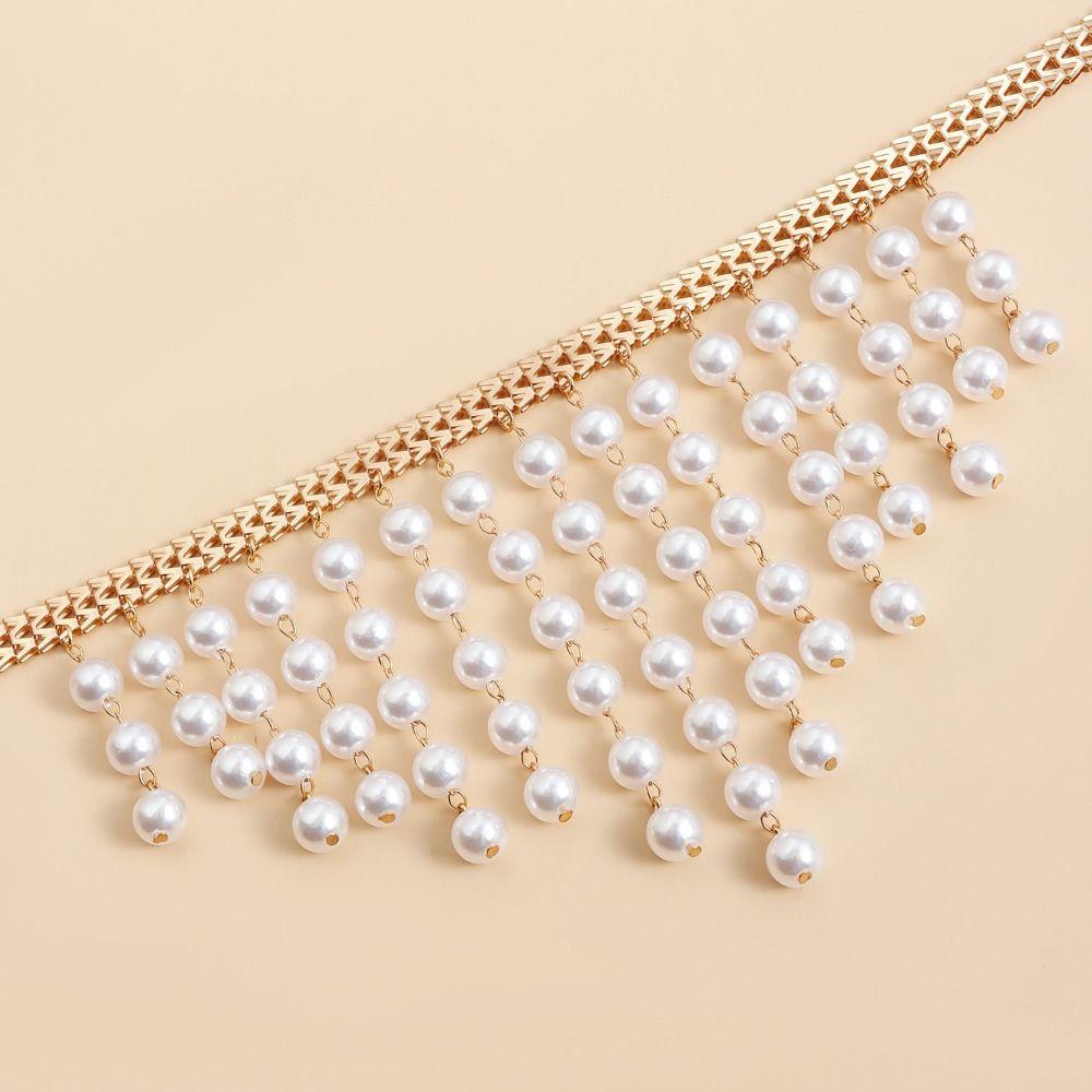 Exaggerated Style Pearl Multilayer Necklace Adjustable Imitation  Pearl Necklace  Beach