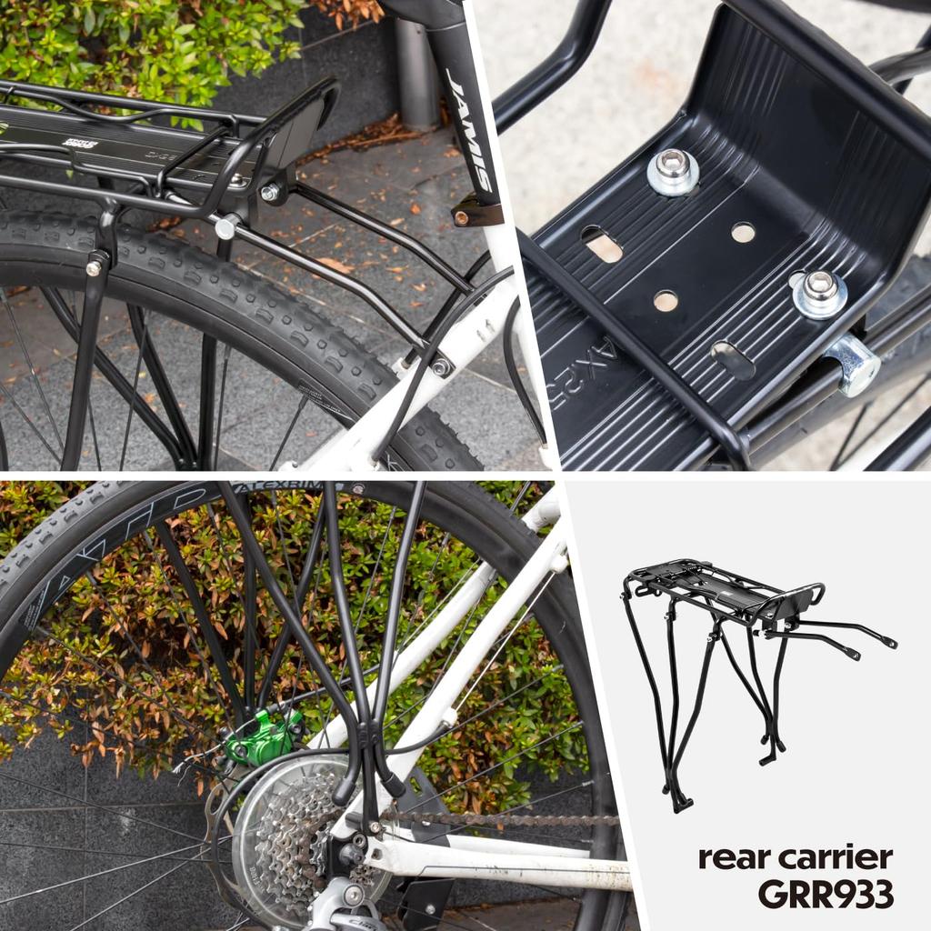 GORIX Rear Carrier for Bicycles - Lightweight, Durable, Aluminum, 26-inch, Spring-loaded, Easy Installation. (GRR933)
