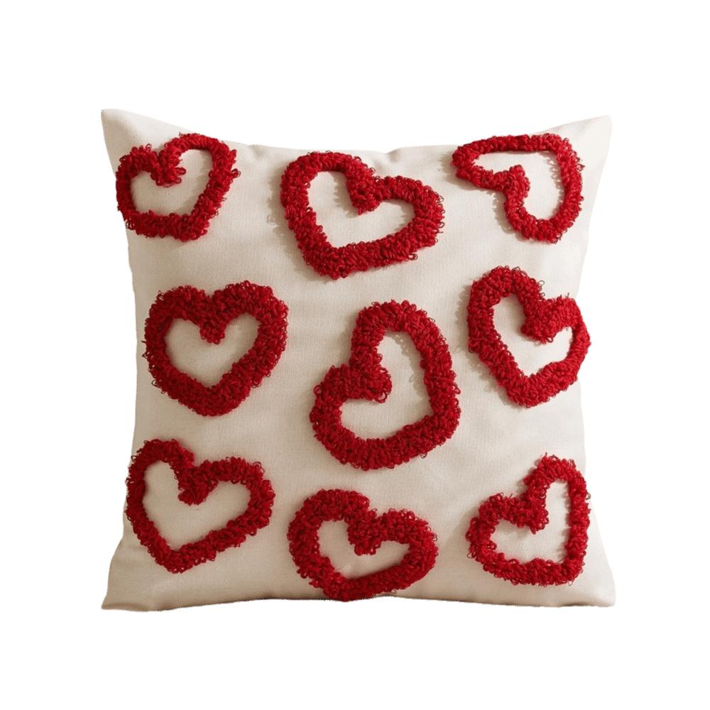 Romantic Valentine Heart Pattern Pillowcase Embroidery Throw Pillow Cover  Valentines Day