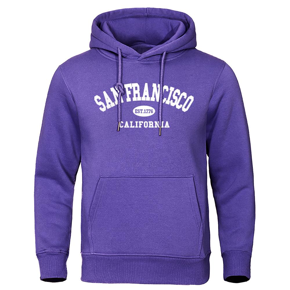 Sanfrancisco Est.1776 California Letter Printing Hoody Man Fashion Loose Sweatshirt Cotton Quality Clothing Soft Casual Hoodies