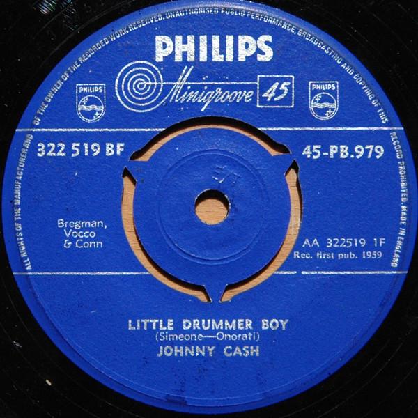 

7inch Record JOHNNY CASH Little Drummer Boy 45PB979 Philips 1959 UK CountryFolk Used